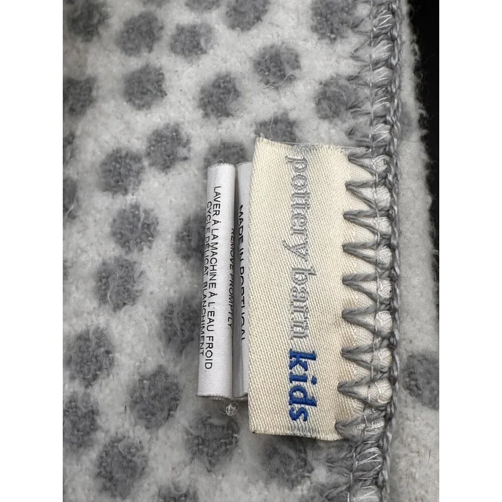 Pottery Barn Kids acrylic reversible grey white polka dots baby security blanket